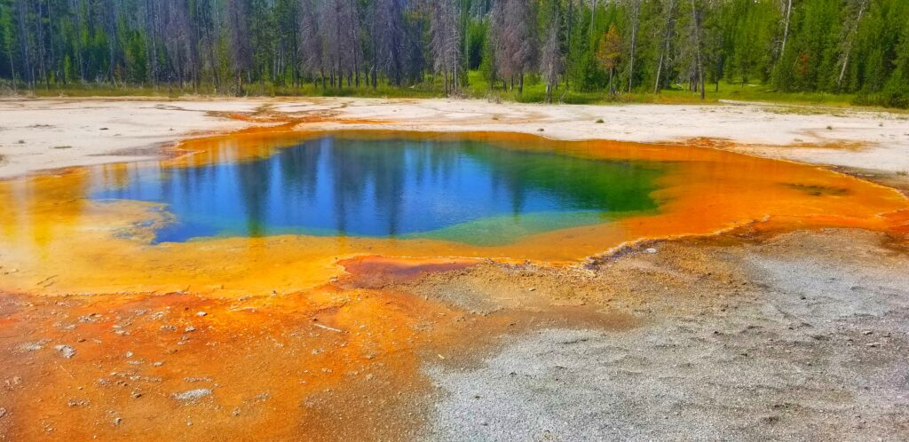 Emerald pool, one of the many geothermal springs at Yellowstone National Park (Wyoming).