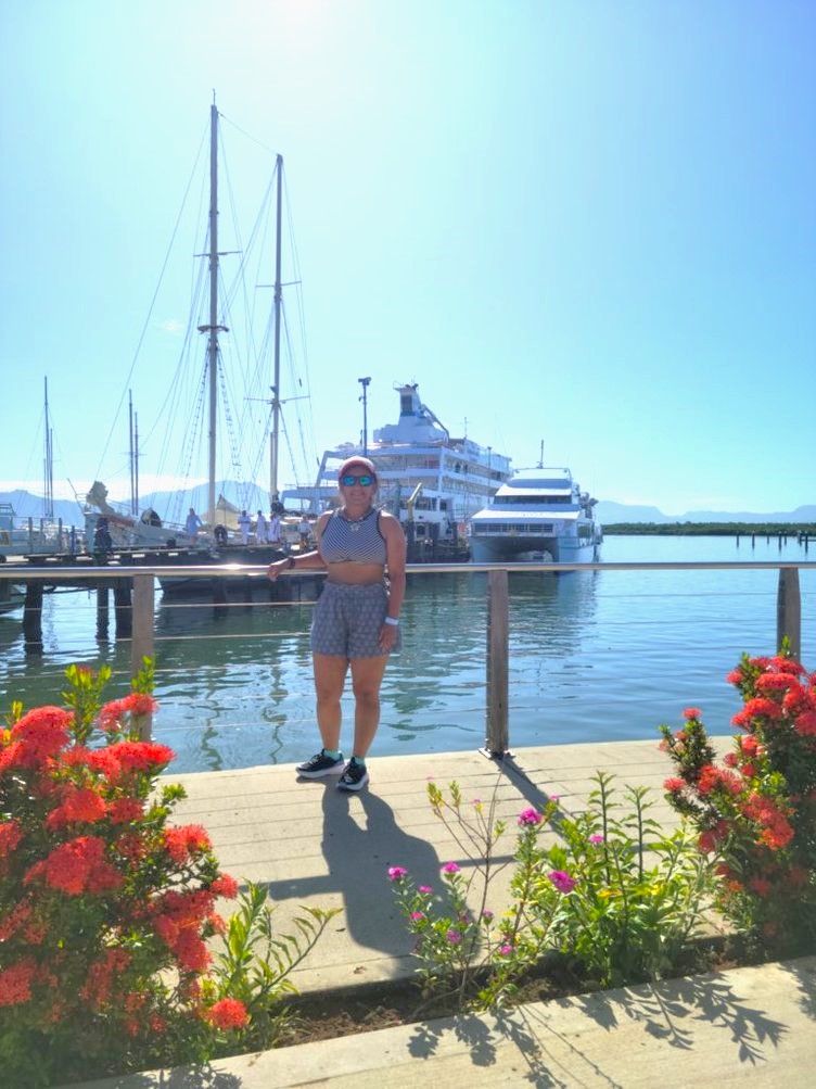 Exploring the Port Denaru marina in Fiji before the tour.